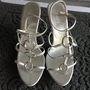 J.KUO Embelished Silver Heels